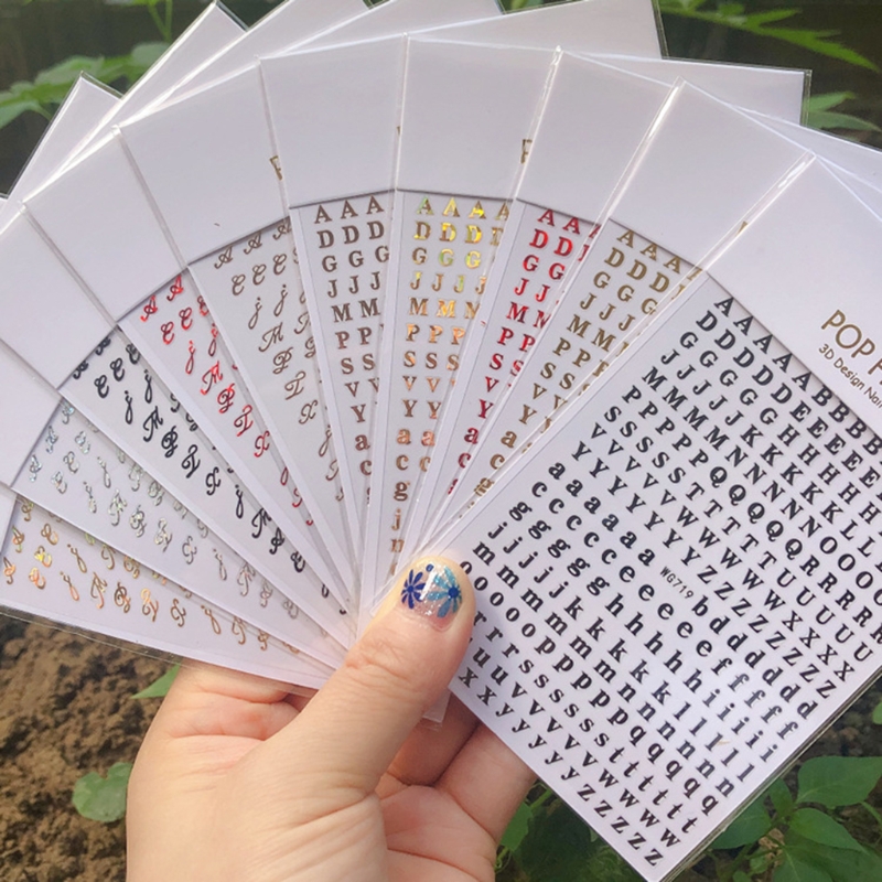 Nail Art Quotes - Autocollants Nail Art alphabet anglais, lettres