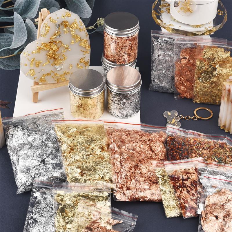 Nail Foil Transfer - Feuille Imitation or argent cuivre paillettes