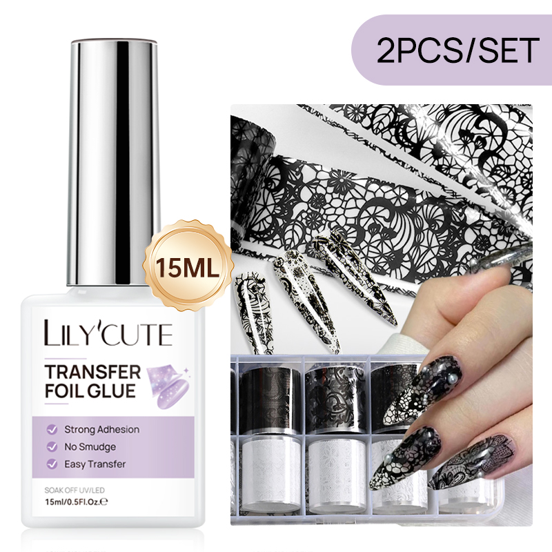 LILYCUTE Kit de gel adhésif po - Nail Foil Transfer avis et prix